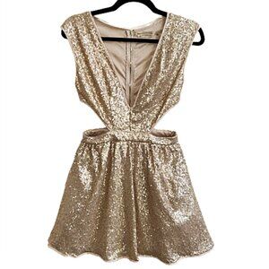 NWT Mustard Seed Champagne Sequin Mini Dress Small Party Cocktail Holiday